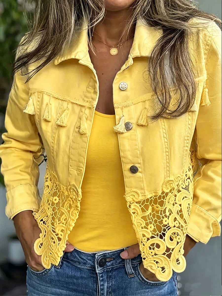 Bohemian Fringe & Lace Denim Jacket
