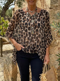 Women's Sheer Leopard Print Blouse