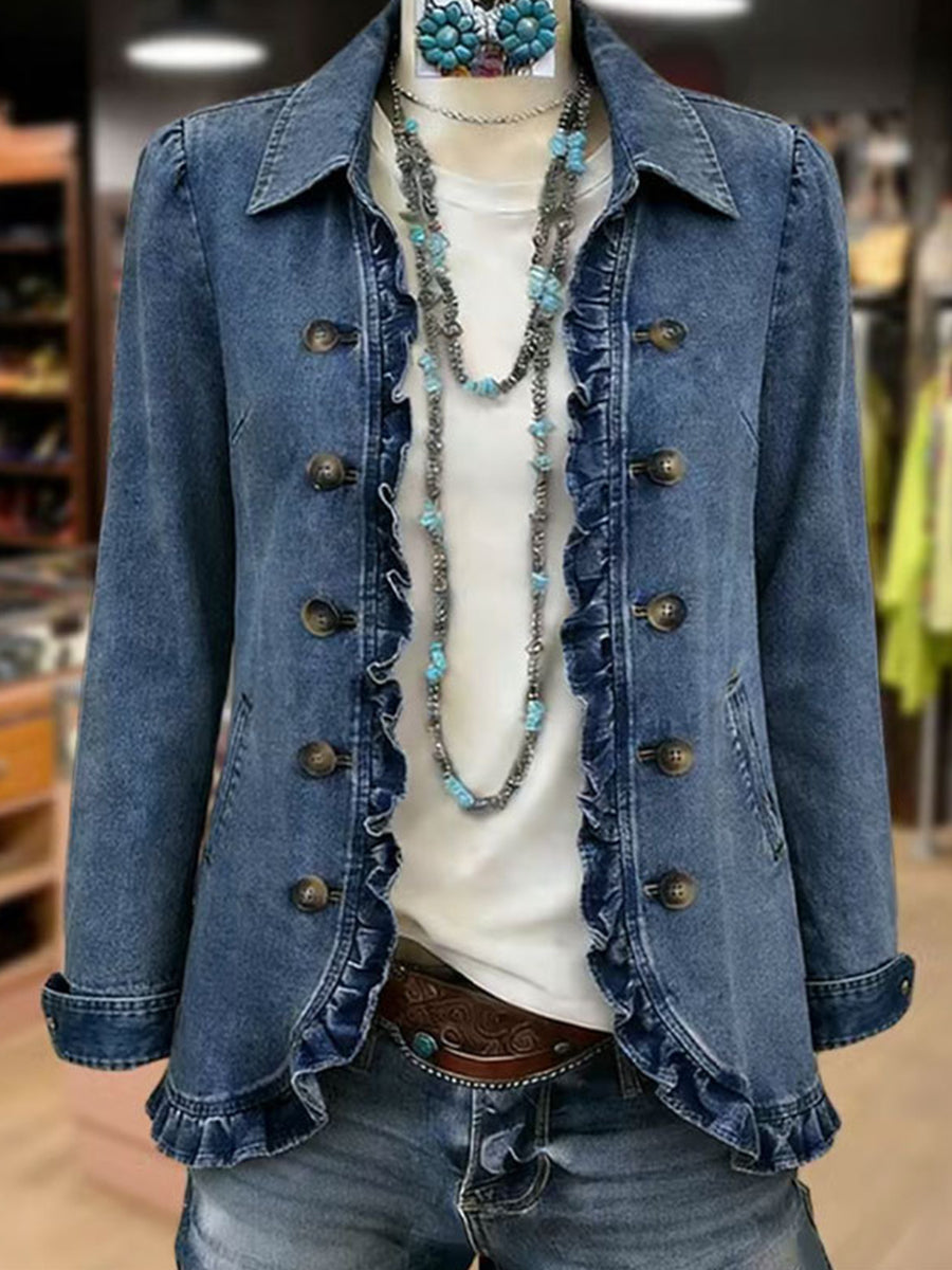 Chic Ruffled Denim Jacket